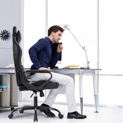 Blue High Back Ergonomic Gaming Chair With Lumbar Support