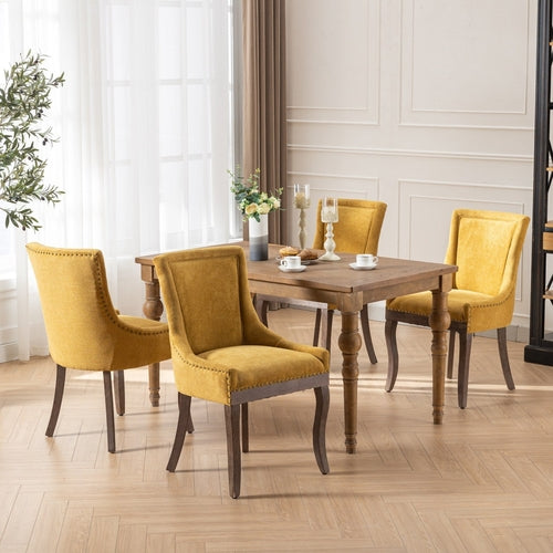 Ultra Side Dining Chair, Thickened Fabric with Solid Wood Legs and
