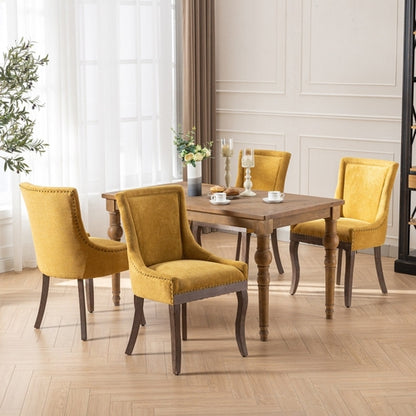Ultra Side Dining Chair, Thickened Fabric with Solid Wood Legs and