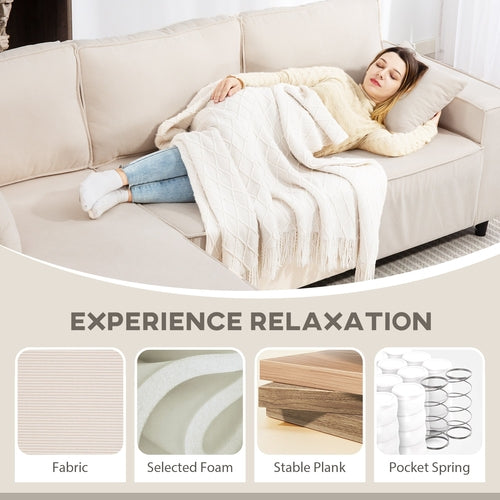 Corner Sofa With Reversible Chaise Lounge, Corduroy L-Shaped Sectional