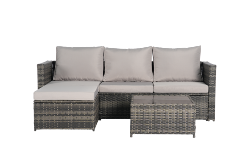2 Piece Outdoor L-Shaped Wicker Patio Set – Sectional Sofa with