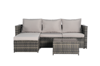 2 Piece Outdoor L-Shaped Wicker Patio Set – Sectional Sofa with