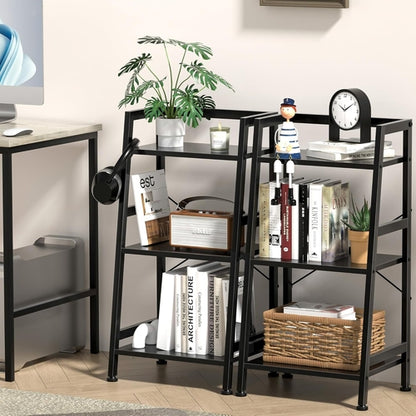 3 Tier Bookshelf Black Steel Frame For Living Room