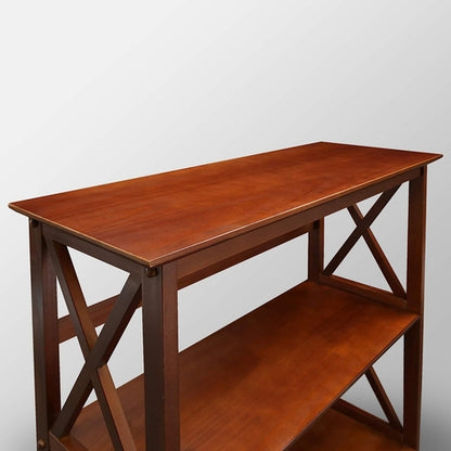 Shelf Bookcase With X Design Three Shelf Storage For Books