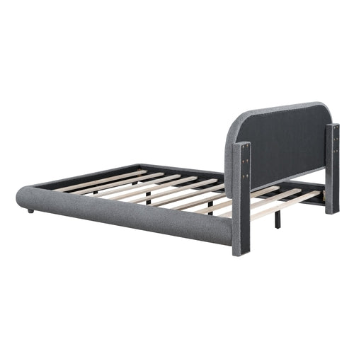 Teddy Fleece Upholstered Platform Bed with Thick Fabric, Solid Frame