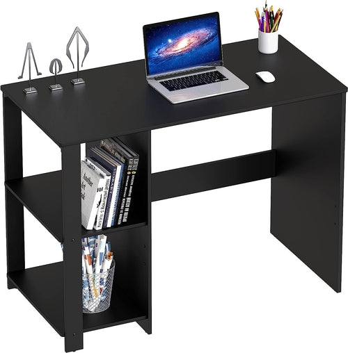 Espresso Finish Home Office Desk With Open Shelves