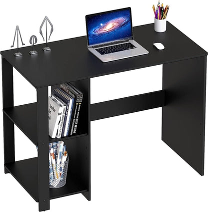 Espresso Finish Home Office Desk With Open Shelves
