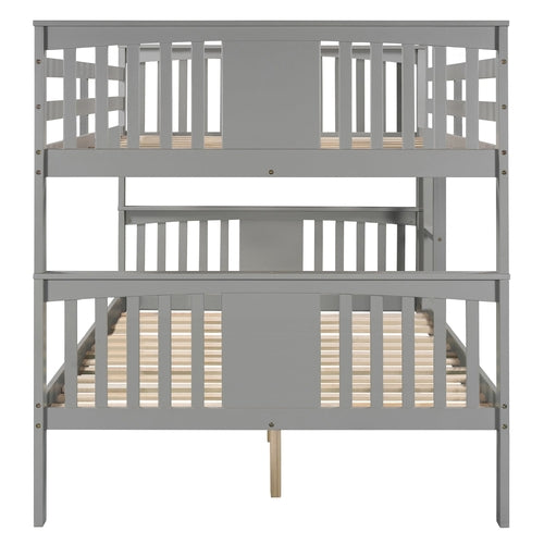 Full over Full Bunk Bed with Ladder for Bedroom, Guest Room Furniture
