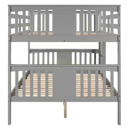 Full over Full Bunk Bed with Ladder for Bedroom, Guest Room Furniture