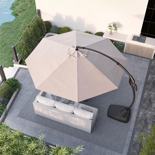 11ft Cantilever Umbrella With Base Champagne Aluminum Outdoor Patio