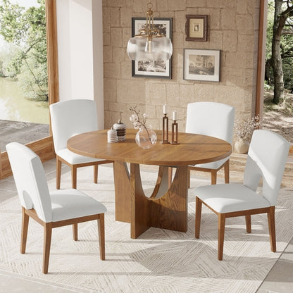 Modern 5-Piece Extendable Round Dining Table Set with 16.2inch