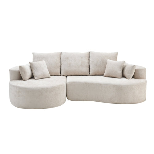 106" Curved Boucle Cloud Sectional Sofa with Chaise Lounge – 2-Piece