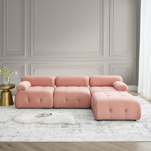 Modular Sectional Sofa, Button Tufted Design with DIY L-Shaped Layout,