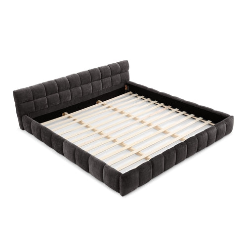 Upholstered Bed Frame with Thick Chenille Fabric, Grounded Platform