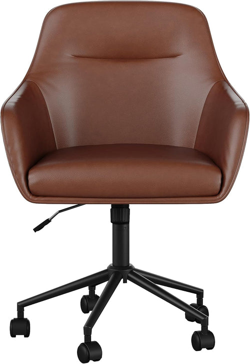 Rayna Swivel Task Chair Saddle Brown With Flared Arms