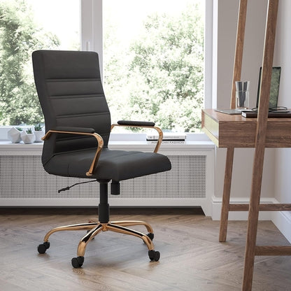 Whitney High-Back Swivel Leathersoft Desk Chair with Padded Seat and