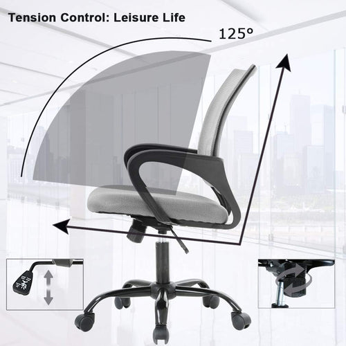 Ergonomic Mesh Office Chair With Lumbar Support Grey