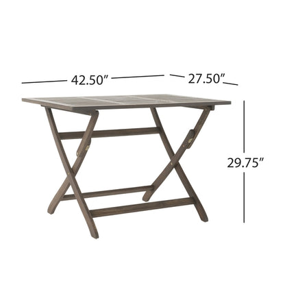5-Piece Acacia Wood Foldable Outdoor Patio Dining Set