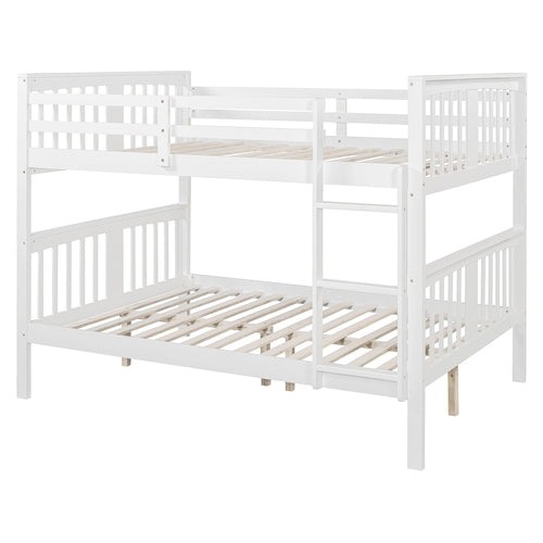 Full over Full Bunk Bed with Ladder for Bedroom, Guest Room Furniture