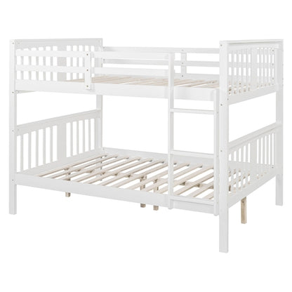 Full over Full Bunk Bed with Ladder for Bedroom, Guest Room Furniture