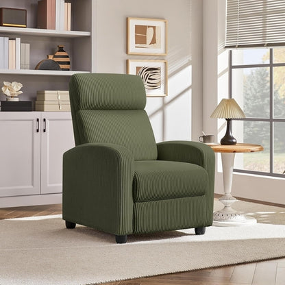 Dark Green Corduroy Adjustable Recliner Chair For Living Room