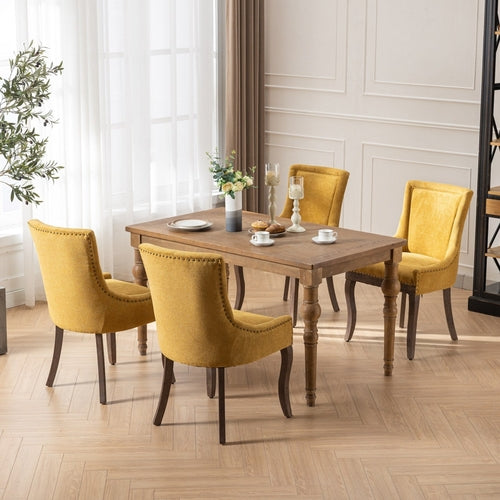 Ultra Side Dining Chair, Thickened Fabric with Solid Wood Legs and