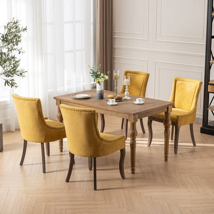 Ultra Side Dining Chair, Thickened Fabric with Solid Wood Legs and
