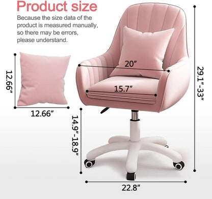 Velvet Home Office Chair With Tufted Mid Back And Height Adjustment
