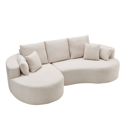 106" Curved Boucle Cloud Sectional Sofa with Chaise Lounge – 2-Piece