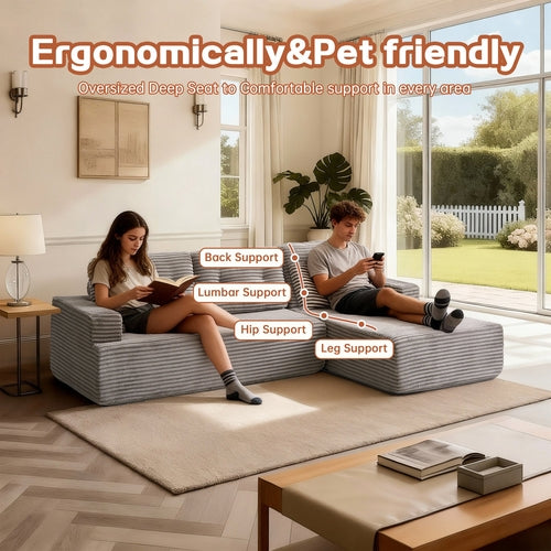 Right-Facing Chaise,L Shape Modular Sectional Sofa, Compressed
