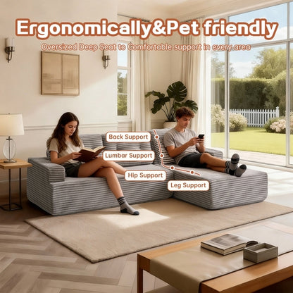 Right-Facing Chaise,L Shape Modular Sectional Sofa, Compressed