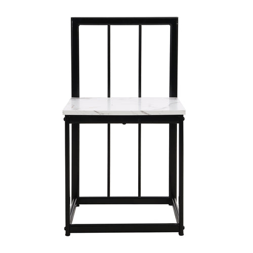 Modern 7-Piece Dining Table Set with Faux Marble Compact 55Inch