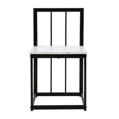 Modern 7-Piece Dining Table Set with Faux Marble Compact 55Inch