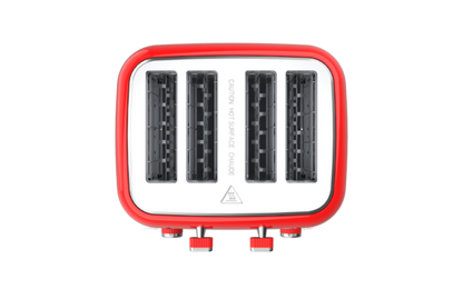 Retro Red Extra Wide Slot Auto Pop-Up 4 SliceToaster