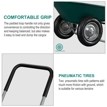 Garden Iron Wood Double Wheel Garden Cart