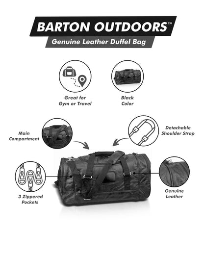 21 Inch Genuine Leather Duffle Bag