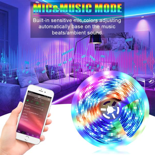 5M 5050 LED Auto-Sensing Light Strip with Bluetooth& Remote Control