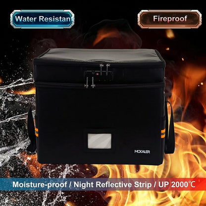 Fireproof Document Box with Lock, 2 Layer Mult-Pockets