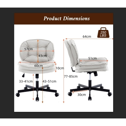 Armless-Office Desk Chair with Wheels