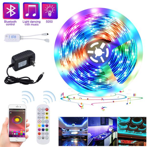 5M 5050 LED Auto-Sensing Light Strip with Bluetooth& Remote Control