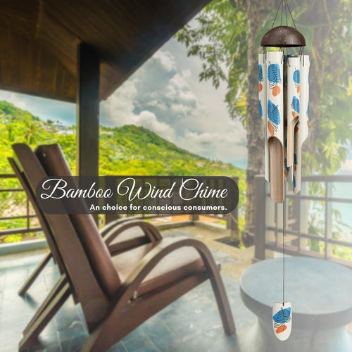 Bamboo Wind Chimes 45" Hand Painted Art Garden Decor Housewarming