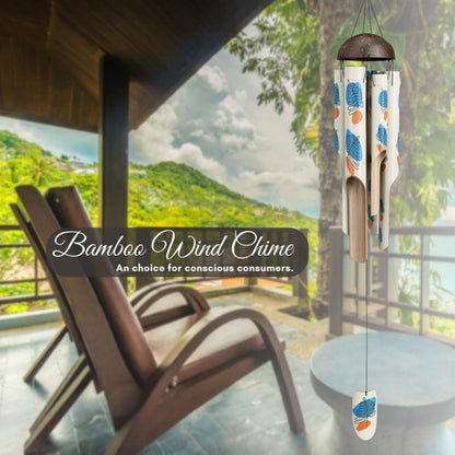 Bamboo Wind Chimes 45" Hand Painted Art Garden Decor Housewarming