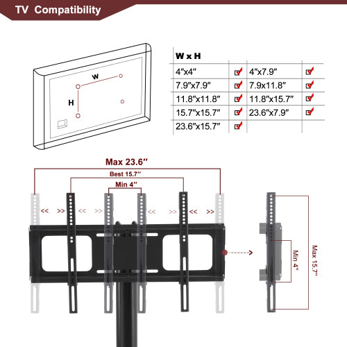 Multi-function TV Stand Height Adjustable Bracket Swivel 3-Tier