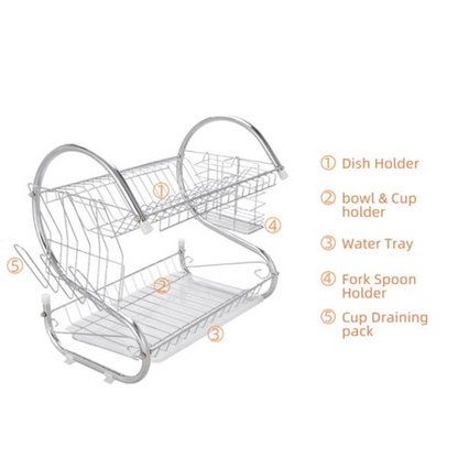 2 Layers Dish Organizer Storage Bowls Shelf for Home
