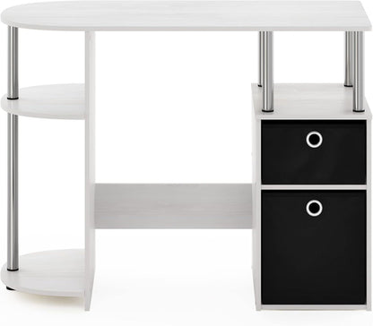 Jaya Simplistic Computer Desk White Oak With Storage