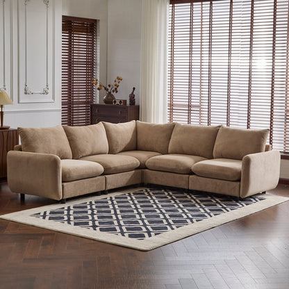 Modular Velvet Sectional Sofa Corner Chair – Convertible Upholstered
