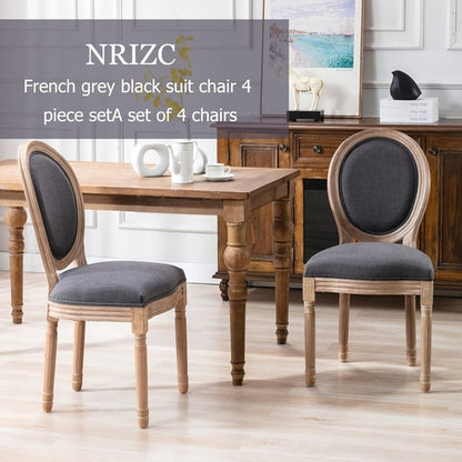 French Country Dining Chairs Set of 4 Oak Wood Round Back