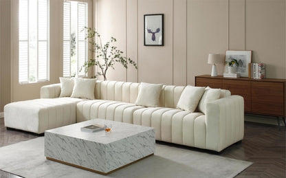 139'' Channel Tufted Sofa Velvet Upholstered Left Chaise Modular Sofa