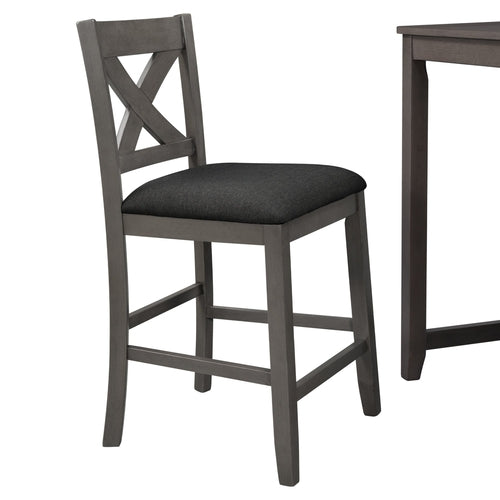 5 Pieces Counter Height Rustic Farmhouse Dining Room Wooden Bar Table