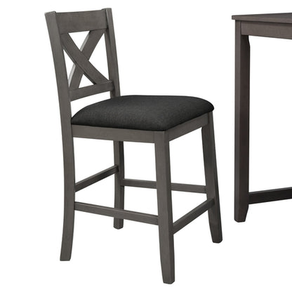 5 Pieces Counter Height Rustic Farmhouse Dining Room Wooden Bar Table